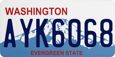 WA license plate AYK6068