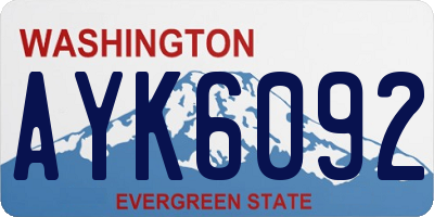 WA license plate AYK6092