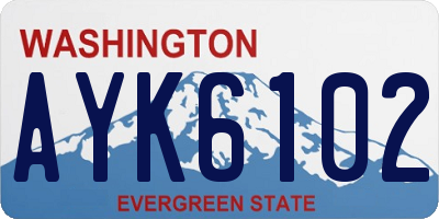 WA license plate AYK6102