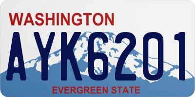 WA license plate AYK6201