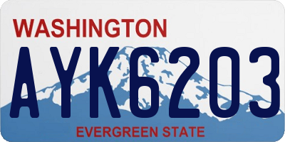 WA license plate AYK6203