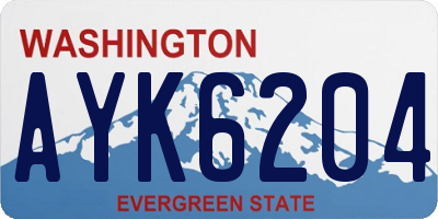 WA license plate AYK6204