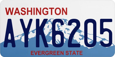 WA license plate AYK6205