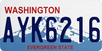 WA license plate AYK6216