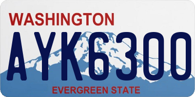 WA license plate AYK6300