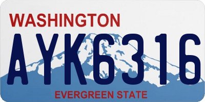 WA license plate AYK6316