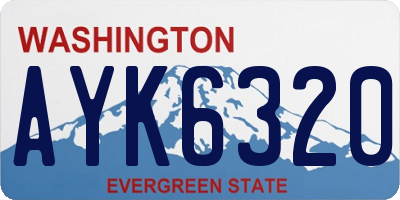 WA license plate AYK6320