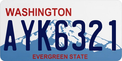 WA license plate AYK6321