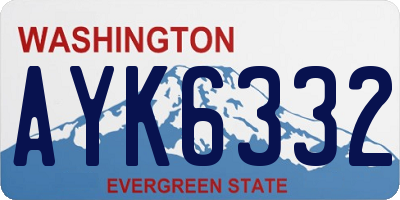 WA license plate AYK6332