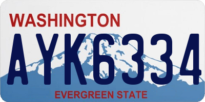 WA license plate AYK6334