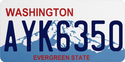 WA license plate AYK6350