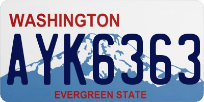 WA license plate AYK6363