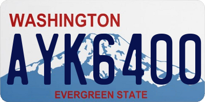 WA license plate AYK6400