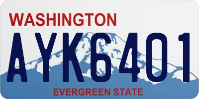 WA license plate AYK6401
