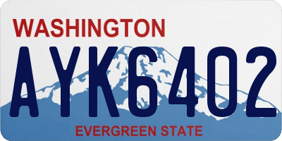 WA license plate AYK6402