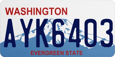WA license plate AYK6403