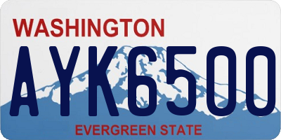 WA license plate AYK6500