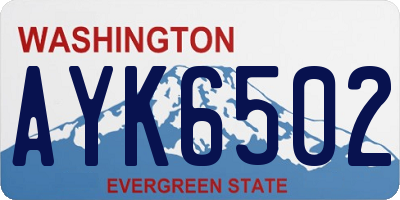 WA license plate AYK6502