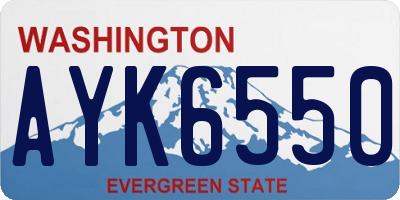 WA license plate AYK6550