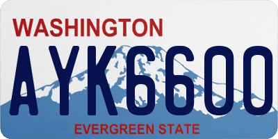 WA license plate AYK6600