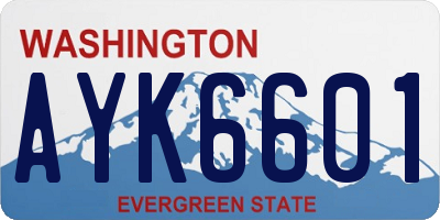 WA license plate AYK6601