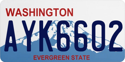 WA license plate AYK6602