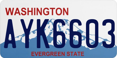 WA license plate AYK6603