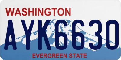 WA license plate AYK6630