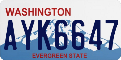 WA license plate AYK6647
