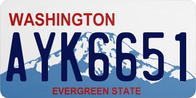 WA license plate AYK6651
