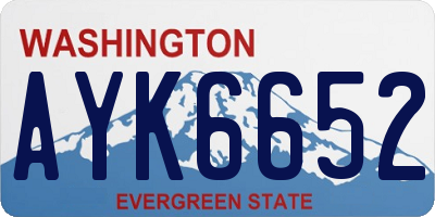 WA license plate AYK6652