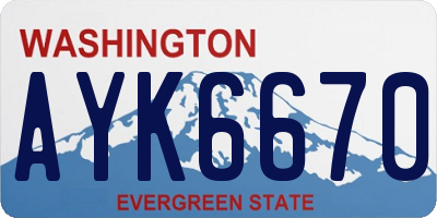 WA license plate AYK6670