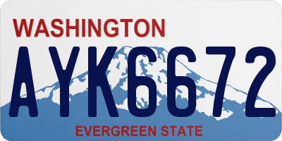 WA license plate AYK6672