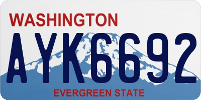 WA license plate AYK6692