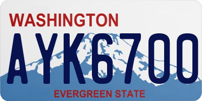 WA license plate AYK6700
