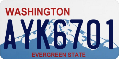 WA license plate AYK6701