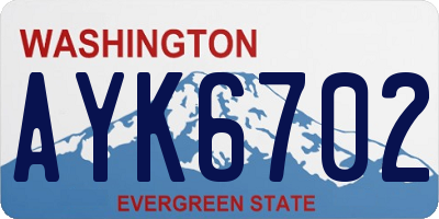 WA license plate AYK6702