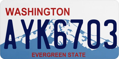 WA license plate AYK6703