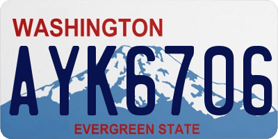 WA license plate AYK6706