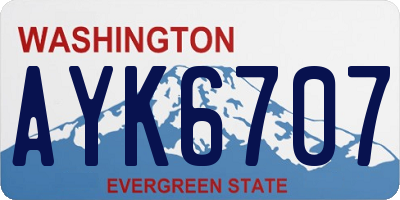 WA license plate AYK6707