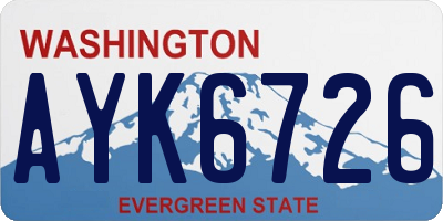 WA license plate AYK6726