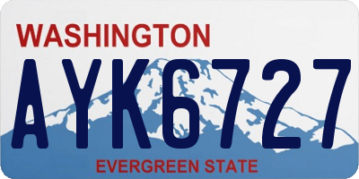 WA license plate AYK6727