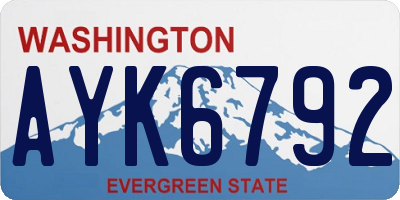 WA license plate AYK6792