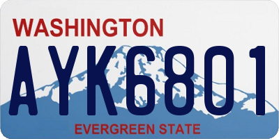 WA license plate AYK6801