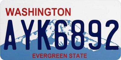 WA license plate AYK6892
