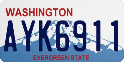 WA license plate AYK6911