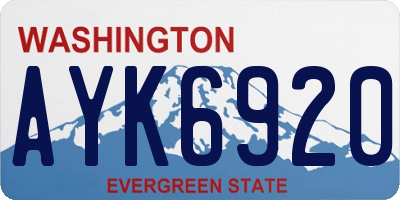WA license plate AYK6920