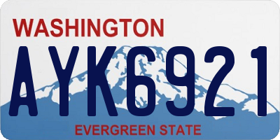 WA license plate AYK6921