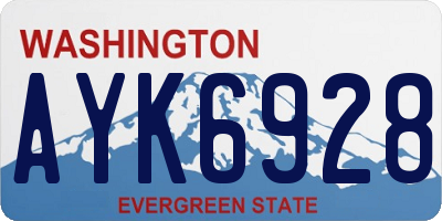 WA license plate AYK6928