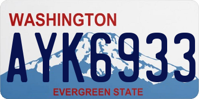 WA license plate AYK6933